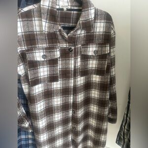 Camilla Women's Plaid Utility Jacket - Brown and White